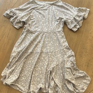 Chic Ruffle Sleeve Kids Dress - Light Gray